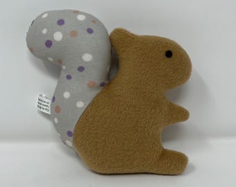 Hand Stitched Fleece Squirrel Plushie, Button Eyes