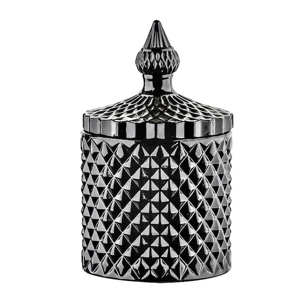 Taj 10oz Luxury Black Glass Candle Vessel