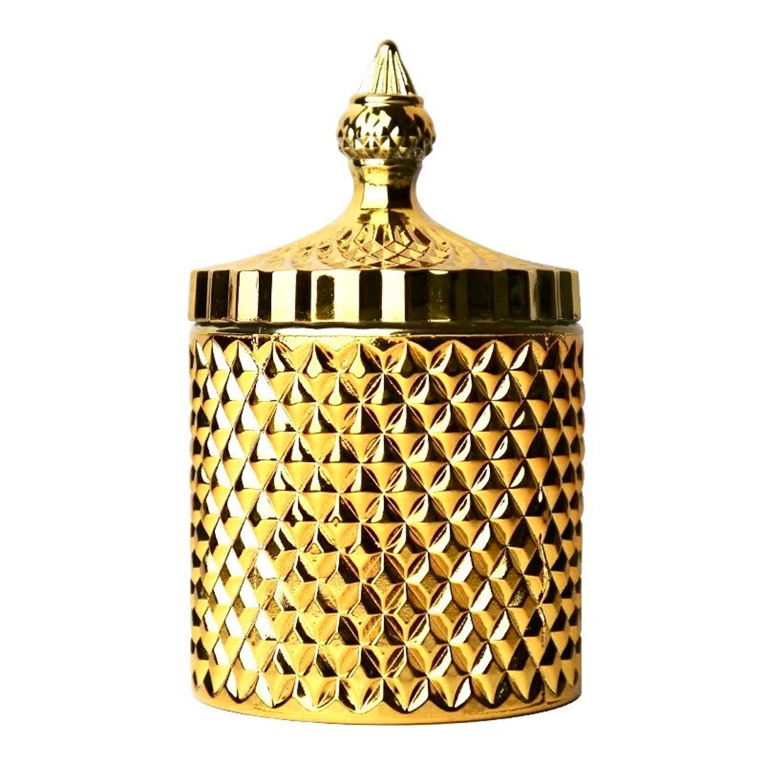 Taj 10oz Luxury Gold Glass Candle Vessel Etsy