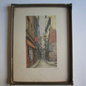 vintage colour lithograph by Baron, France