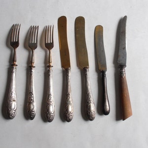 vintage 800 silver handle desert, fruit serving cutlery 3 forks and 3 knives plus 1 knife Gaujard Orleans