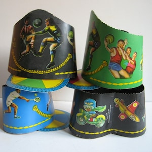 sombreros de carnaval vintage, azul, verde, gris y negro