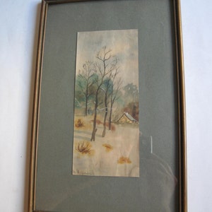 antique original watercolor painting landscape Alexandrov