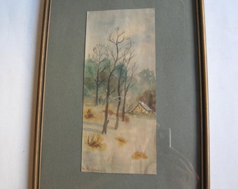 antique original watercolor painting landscape Alexandrov