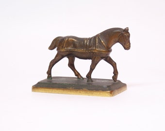 vintage signed brass horse statuette