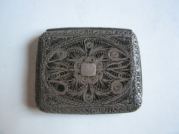 filigree cigarette case Antique Sterling Silver Filigree Smoking Cigarette Case