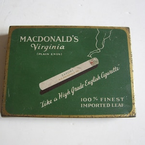 vintage MacDonalds Virginia pianura finisce scatola di latta di sigaretta, Canada