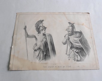 antique 1860 original litho de Turgis, L' Album des Grands Maitres Etudes par J Carot L' Ecole des Beaux Arts