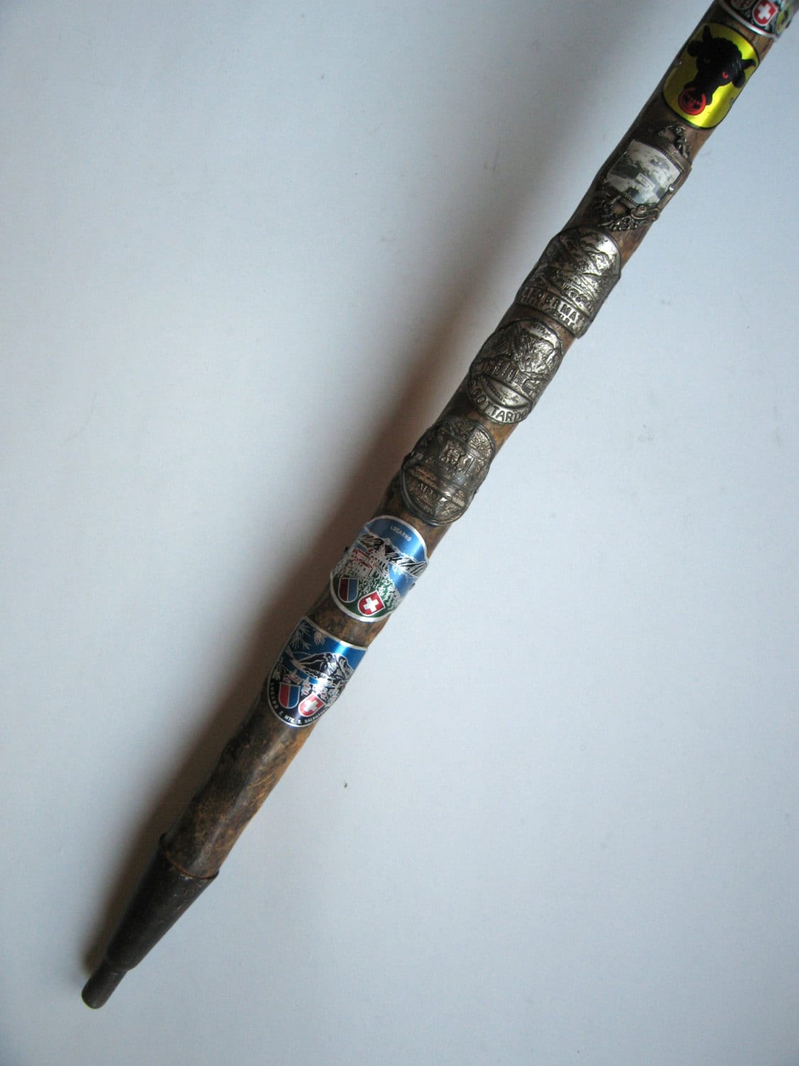 Antique Walking Stick With 17 Badges Etsy UK