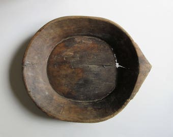 antique hand carved large wooden bowl