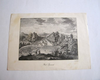 vintage original engraving/ plate, Bad Pyrmont