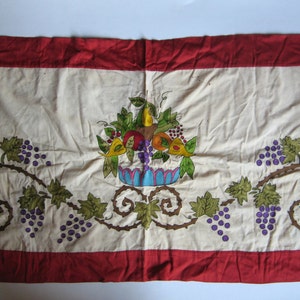 vintage embroidery table runner, fruits and leaves