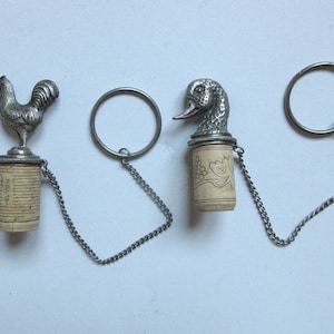 Vintage-metallischen paar Flasche Stopper, Ente und Huhn