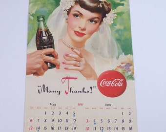 1951 Vintage Original Coca-cola Advertising Calendar Complete - Etsy