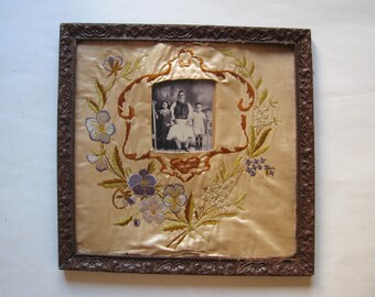 antique Greek embroidery photo frame