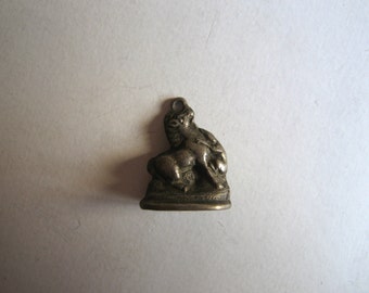 antique silver seal pendant, hunting scene