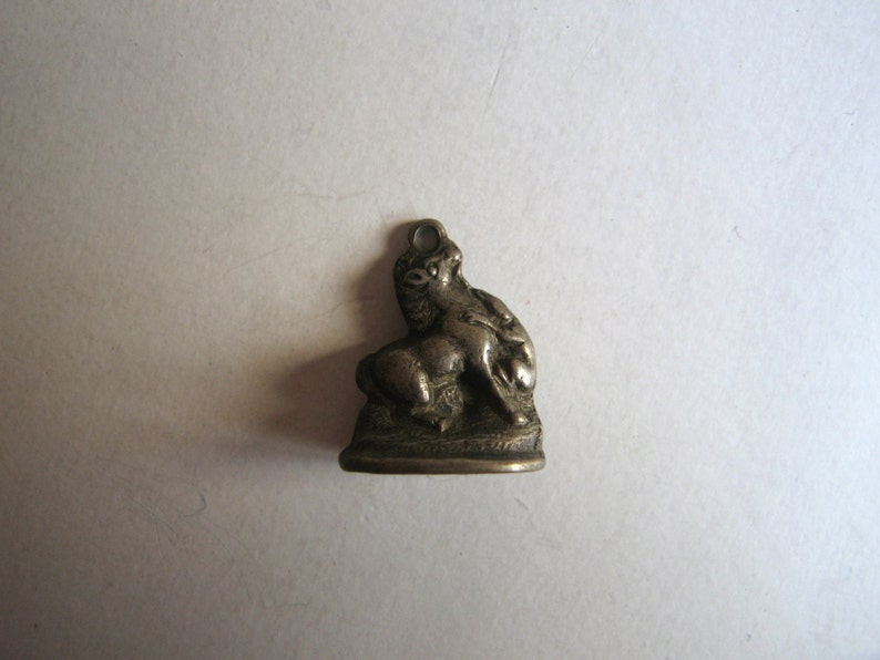 antique silver seal pendant, hunting scene image 1