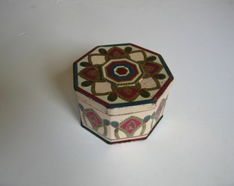 vintage octagonal tin box