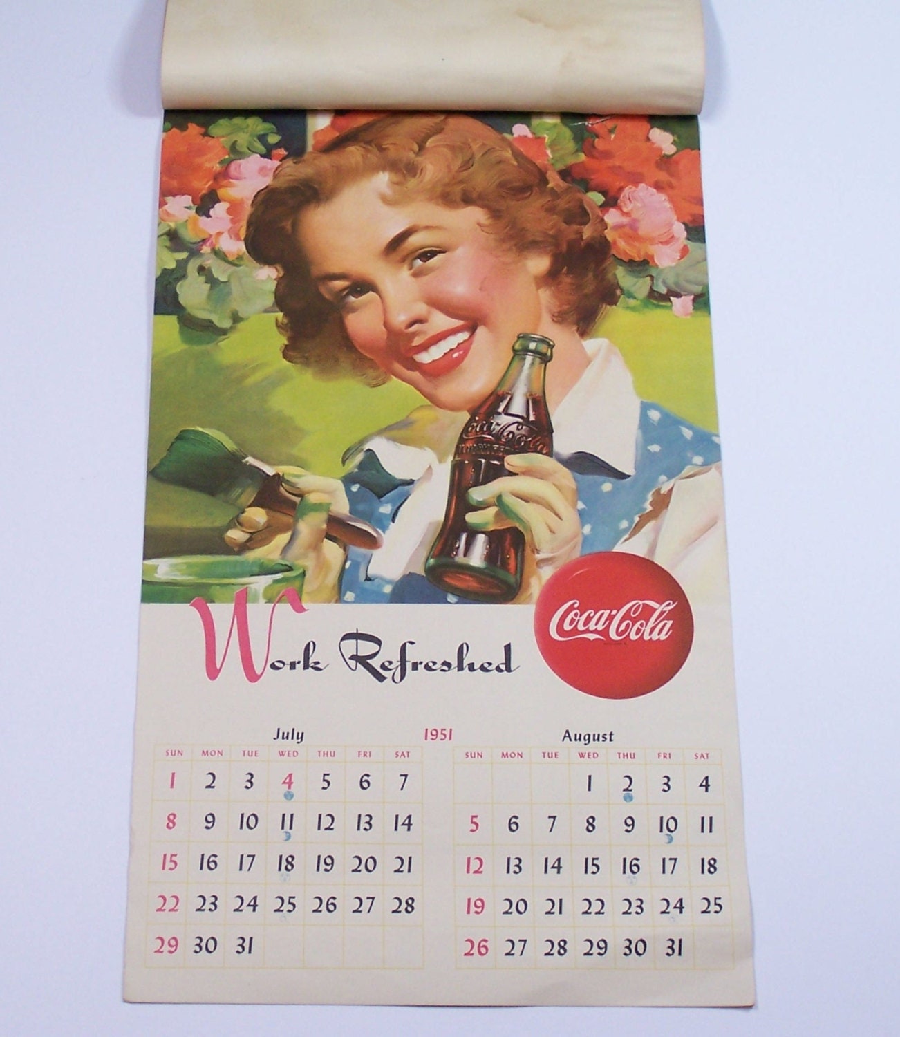 1951 Vintage Original Cocacola Advertising Calendar Complete Etsy