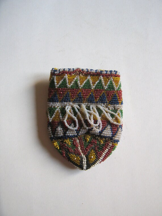 antique prisoner beadwork coin purse