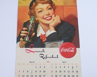 1951 Vintage Original Coca-cola Advertising Calendar Complete - Etsy