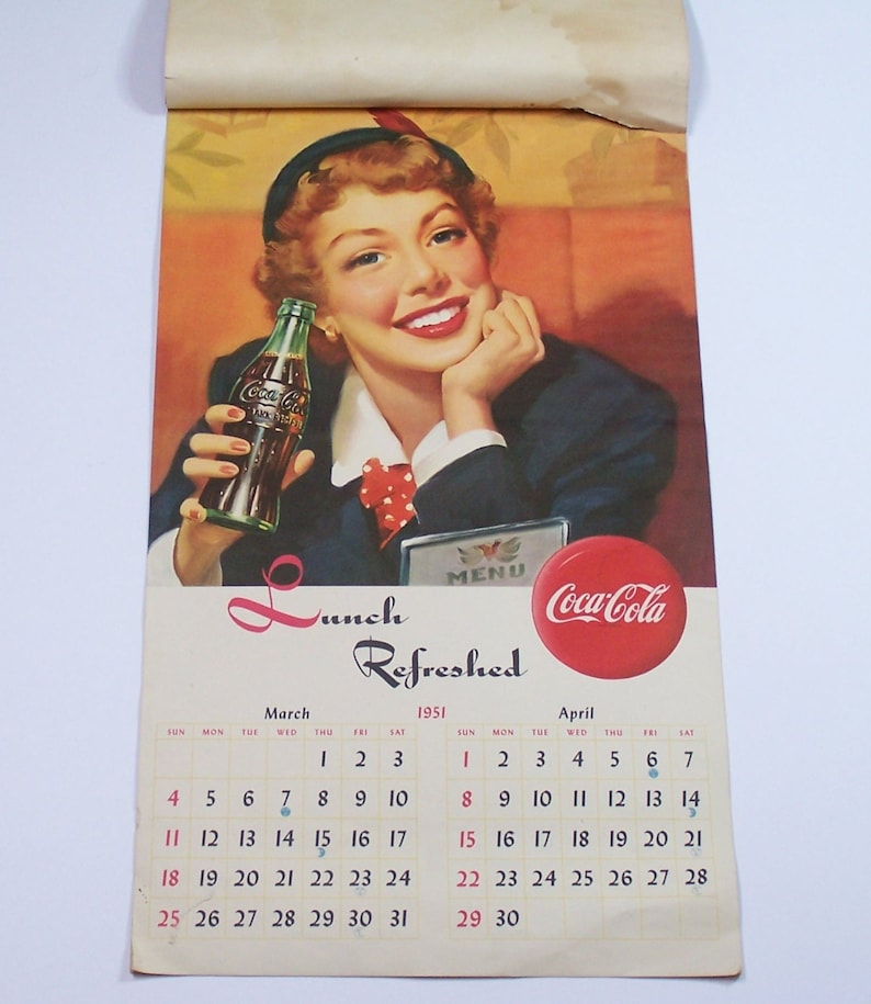 1951 Vintage Original Cocacola Advertising Calendar Complete Etsy