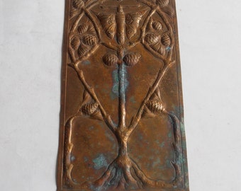 vintage bronze relief butterfly and tree wall hanging ornament