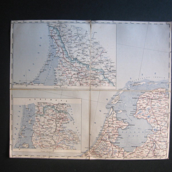 1885 map of Amsterdam, Haag, Flensburg, Memel