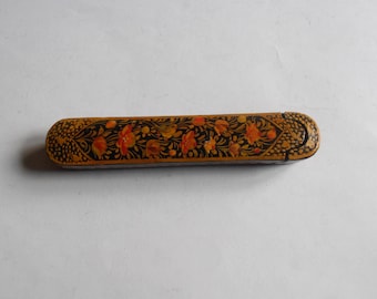 antique qajar qalamdan lacquer paper mache pen case box