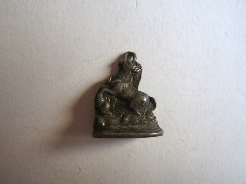 antique silver seal pendant, hunting scene image 2