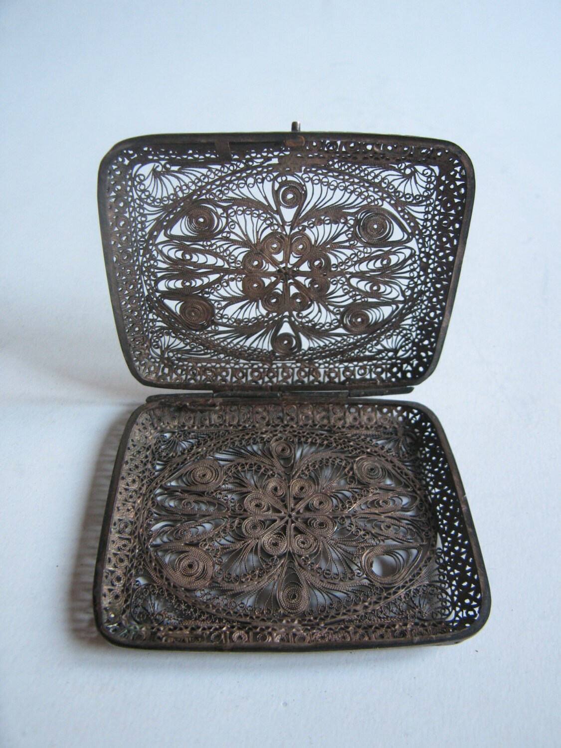 Antique Sterling Silver Filigree Smoking Cigarette Case