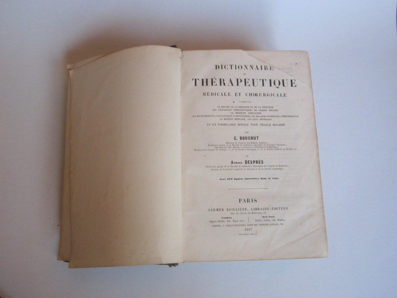 1867 Dictionnaire de thérapeutique médicale et chirurgicale. Bouchut, Despres,Paris image 2