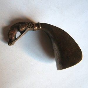 antique brass shoe horn, horse head