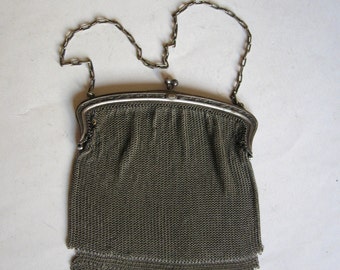 antique chain mesh evening bag clutch handbag purse marked alpacca cadi