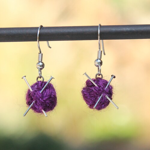 Yarn Ball Earrings Knit Yarn Ball Earrings Miniature Etsy