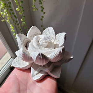 Snake in Lotus flower, snake gift, rebirth symbol, new beginnings gift, good luck gift, Lotus flower ring dish, bohem home decor, for her