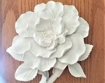 Large wall hanging flower, wall flower sculpture, floral decor, Camellia, Magnolia, white flowers, handmade wall flowers