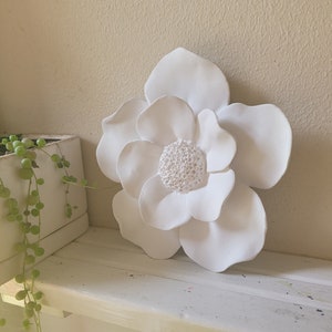 Wall hanging flower sculpture, floral wall decor, collection of wall flowers, white wall flowers, floral wall art, handmade Magnolia flowers