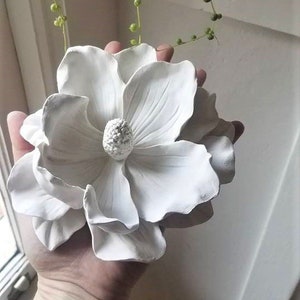 Realistic wall flowers, Magnolia blossom, flower gift for her, floral wall art, large wall hanging flower, realistic white Magnolia flower