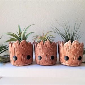 Groot planter gift set, I am Groot, baby Groot, Rocket, desk planter, gift for him, air plant gift set, small planters, Mother's Day image 3