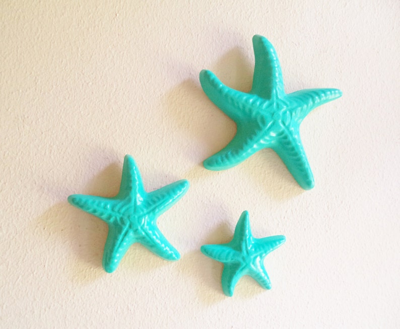 Starfish Wall Decor Nautical Sculptures Sea Glass Green Foam