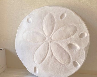 Sand dollar wall hanging sculpture, sea shell beach decor, nautical art, large sand dollar art, beachy art, beach house decor