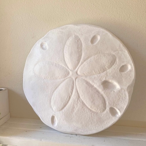 Large Sand Dollar Wall Hanging sculpture, beach house art, nautical art, big seashell, handmade beachy decor
