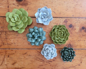 Succulent wall decor, wall hanging succulent sculptures, set of succulents, handmade Succulent sculptures,  green wall hanging plant art