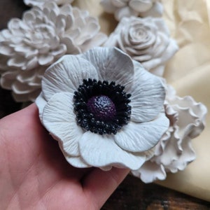 Handmade Anemone Flower Wall Hanging: Black & White Floral Decor