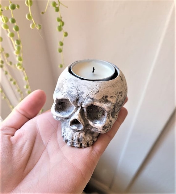 Skull candle holder tea light holder skull ring dish skull decor skull gift small skull Halloween gift