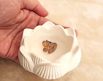 Lotus Flower Ring Dish: Handmade Boho Home Decor