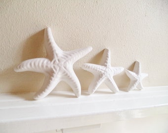 Wall hanging starfish,  starfish family, nautical decor, starfish sculptures, beachy wall art, sea shell art, housewarming gift, beach decor