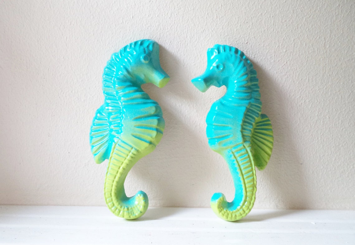 Seahorse Wall Hanging Sculptures Tropical Wall Art Under the Etsy