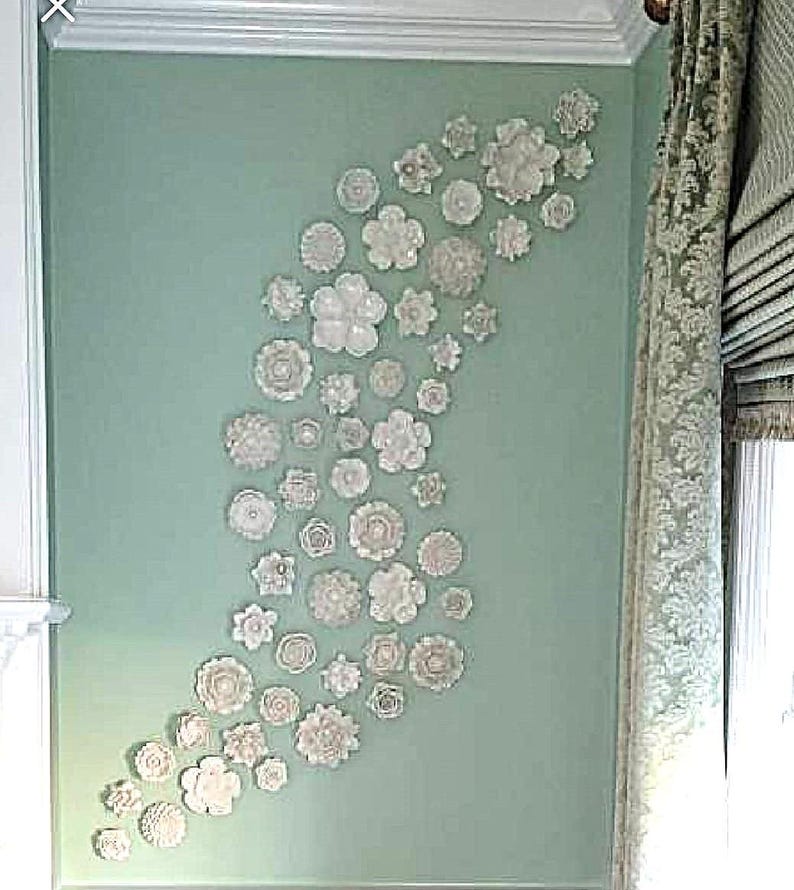Decoración floral de pared, esculturas de flores para colgar en la pared, flores para colgar en la pared, colección de flores, arte floral para guardería, arte de peonías, dalias, amapolas imagen 2